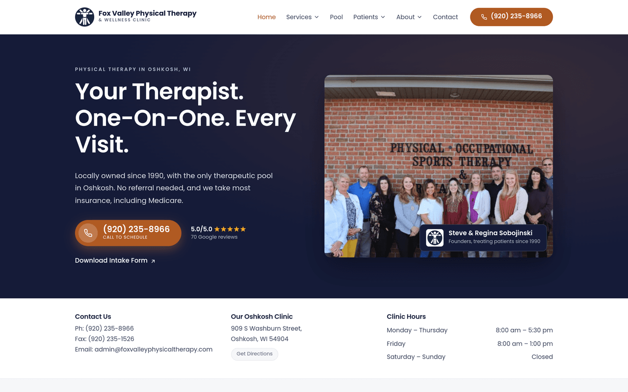 Fox Valley Physical Therapy website