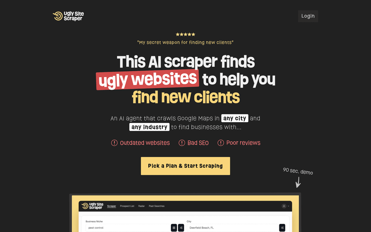 Ugly Site Scraper lead generation tool